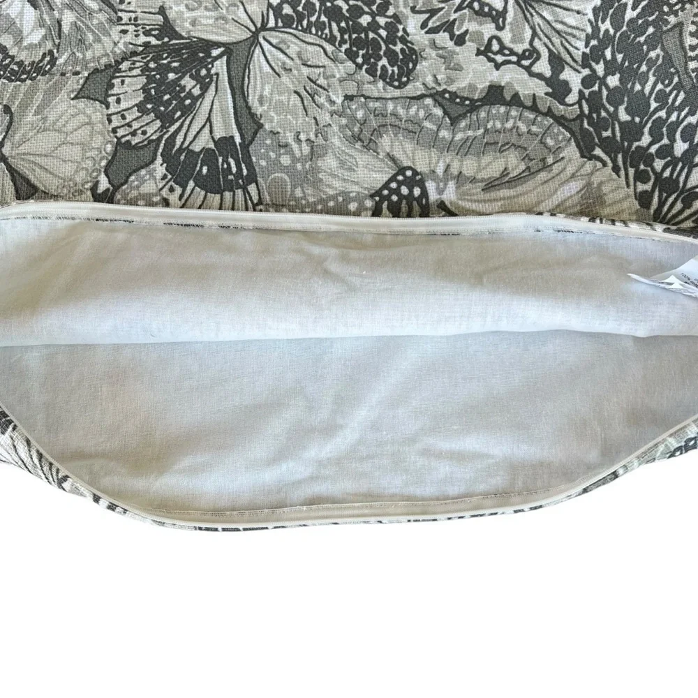 Pottery Barn Butterfly Wing Cotton Linen Textured Lumbar Pillow Cover Set Gray
